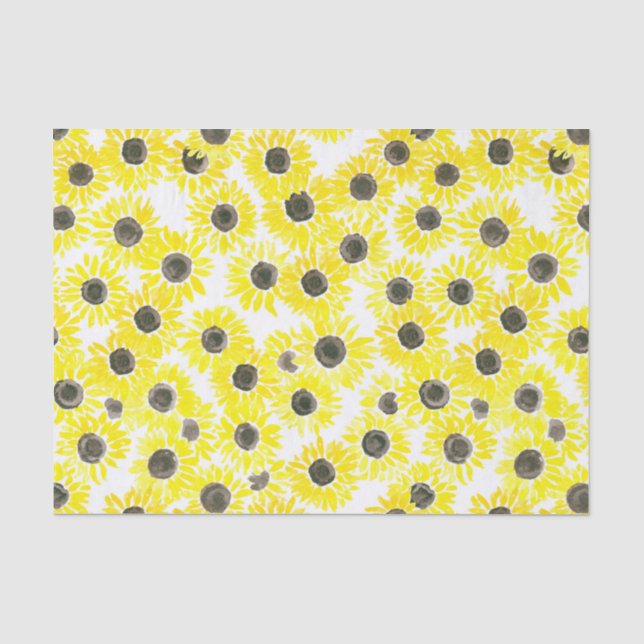 Sonnenblumen Aquarellmuster Seidenpapier (Vorderseite)