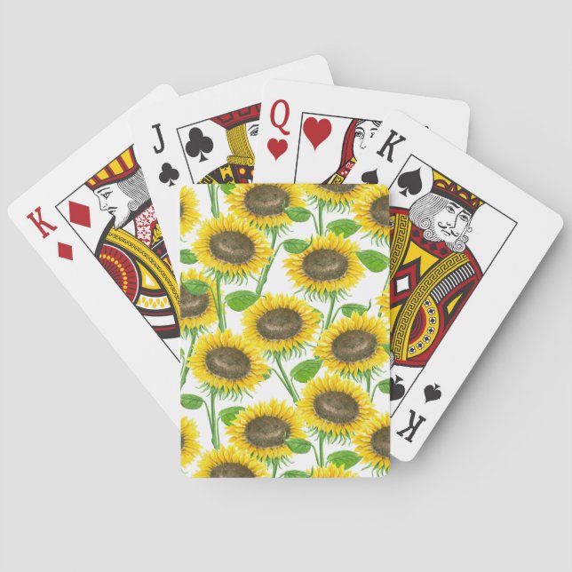 Sonnenblumen Aquarellmuster Spielkarten (Rückseite)
