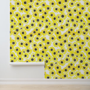 Sonnenblumen Aquarellmuster Tapete