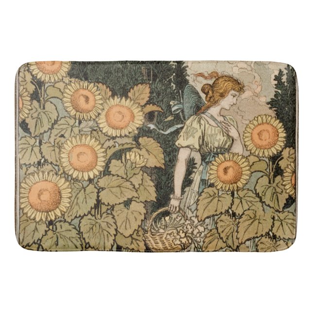 Sonnenblumen Art Nouveau Garden Badematte (Vorderseite)