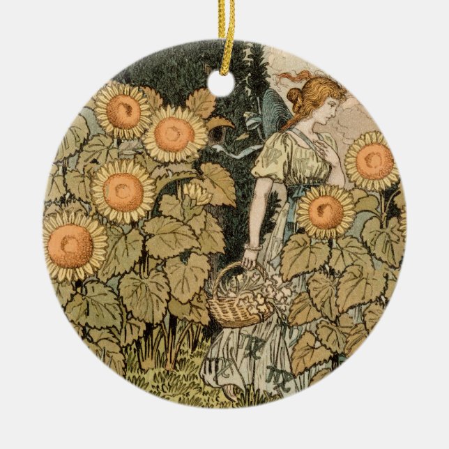 Sonnenblumen Art Nouveau Garden Keramik Ornament (Vorne)