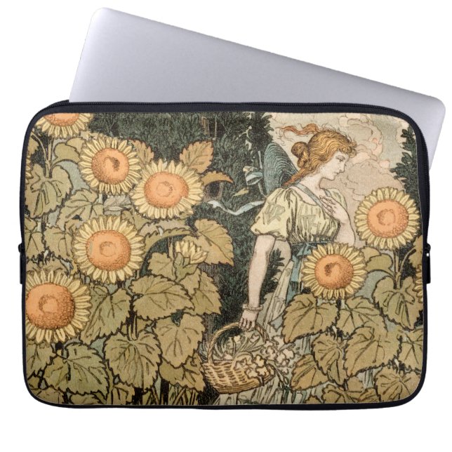 Sonnenblumen Art Nouveau Garden Laptopschutzhülle (Vorderseite)