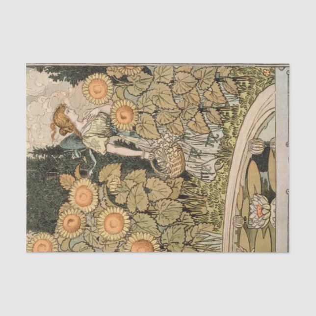 Sonnenblumen Art Nouveau Garden Seidenpapier (Vorderseite)
