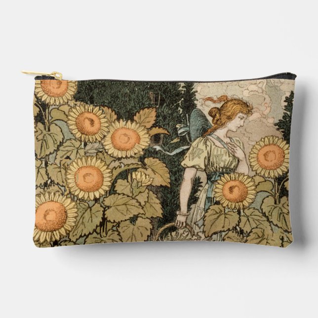 Sonnenblumen Art Nouveau Garden Zubehörtasche (Vorderseite)