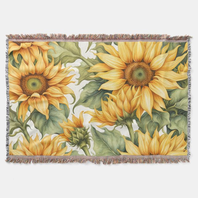Sonnenblumen Art Pattern Design Decke (Vorderseite)