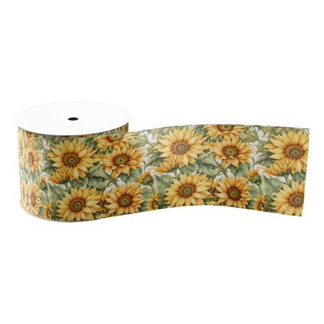 Sonnenblumen Art Pattern Design Ripsband (Spule)