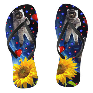 Sonnenblumen Astronaut Flip Flops