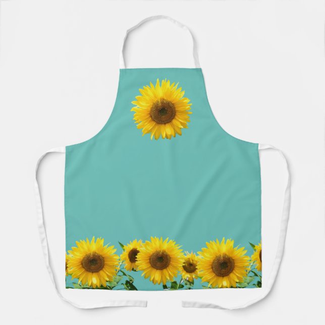 Sonnenblumen auf Aquamarinem Türkis Schürze (Vorderseite)