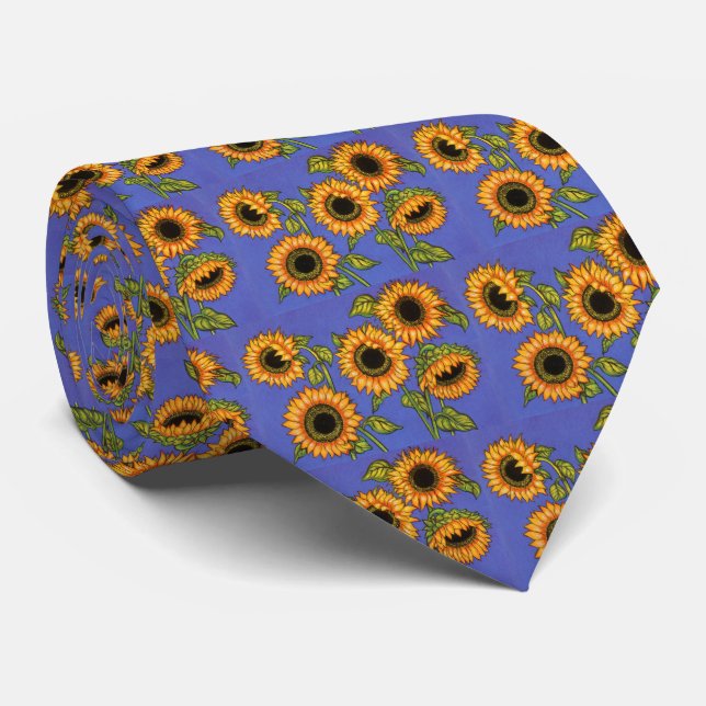 Sonnenblumen auf Blau Krawatte (Gerollt)