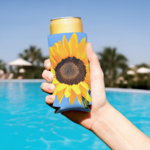Sonnenblumen auf blauem Himmel können den Sommer k Selters Dosenkühler