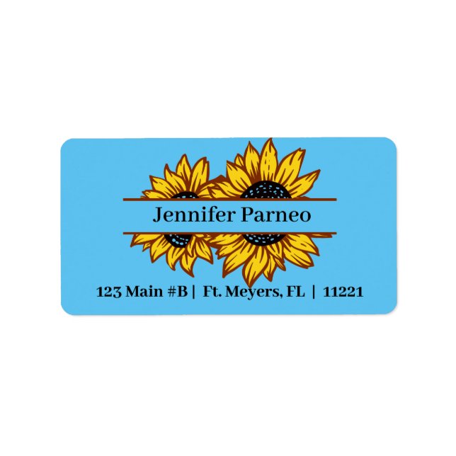 Sonnenblumen auf Blue Address Labels teilen Adressaufkleber (Vorne)