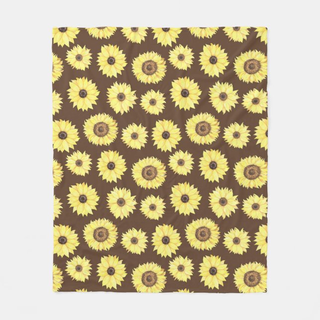 Sonnenblumen auf braunem Hintergrund Fleece Blanke (Vorderseite)