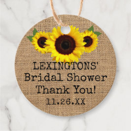 Sonnenblumen auf Burlap Fall Brautparty Vielen Dan Geschenkanhänger