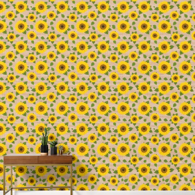 Sonnenblumen auf Burlap Tapete (Hausflur)