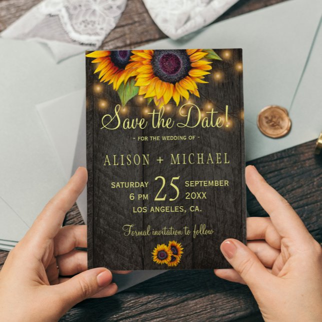 Sonnenblumen auf dem Lande Holzblumen druckbare Ho Save The Date (Von Creator hochgeladen)