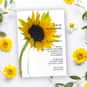 Sonnenblumen auf dem Party White Quinceñera Einladung