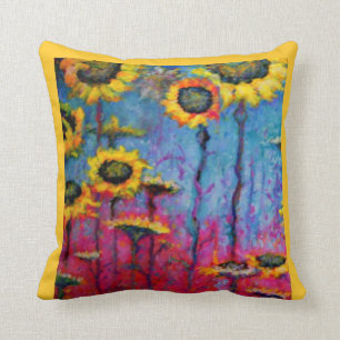 Sonnenblumen auf dem roten Gebiet durch Sharles Kissen