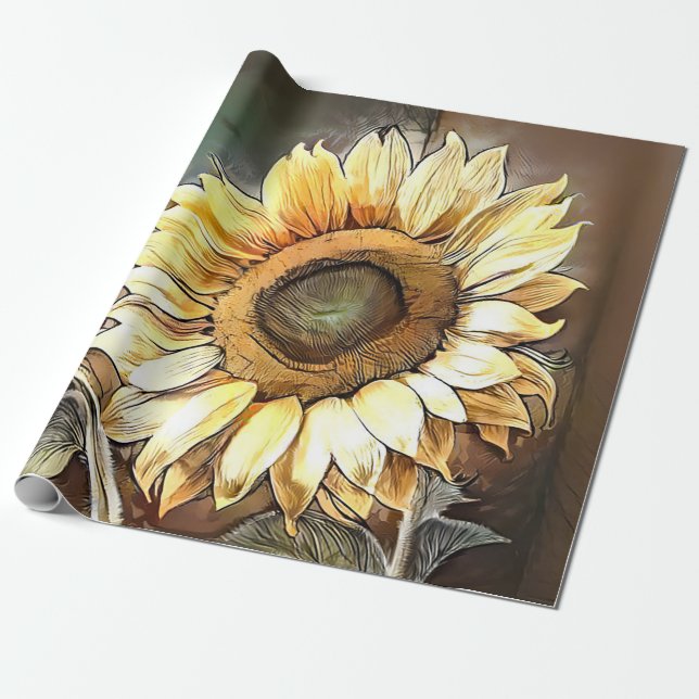Sonnenblumen auf der Dachterrasse Moderne Kunst Sa Geschenkpapier (Ungerollt)