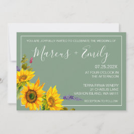 Sonnenblumen auf der Einladung zur Grünen Hochzeit