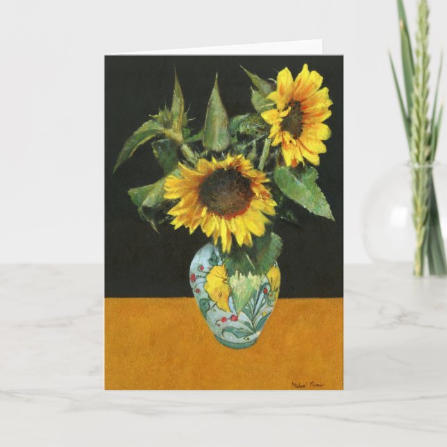 Sonnenblumen auf der Gold Grußkarte Dankeskarte (Vorderseite)