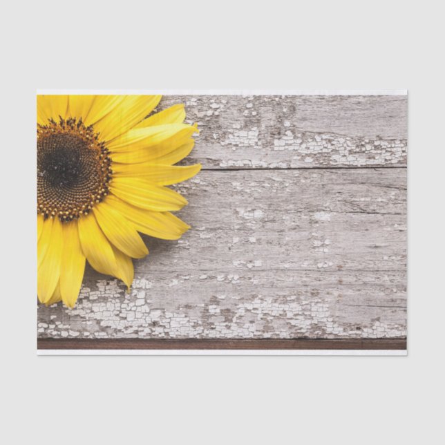 Sonnenblumen auf einem Holztisch Seidenpapier (Vorderseite)