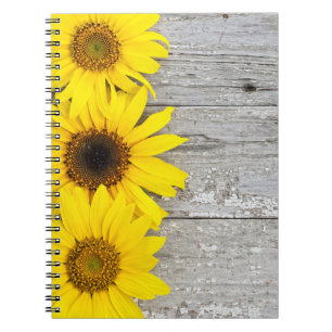 Sonnenblumen auf einem Tisch Notizblock