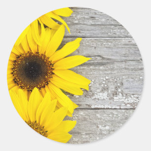 Sonnenblumen auf einem Tisch Runder Aufkleber