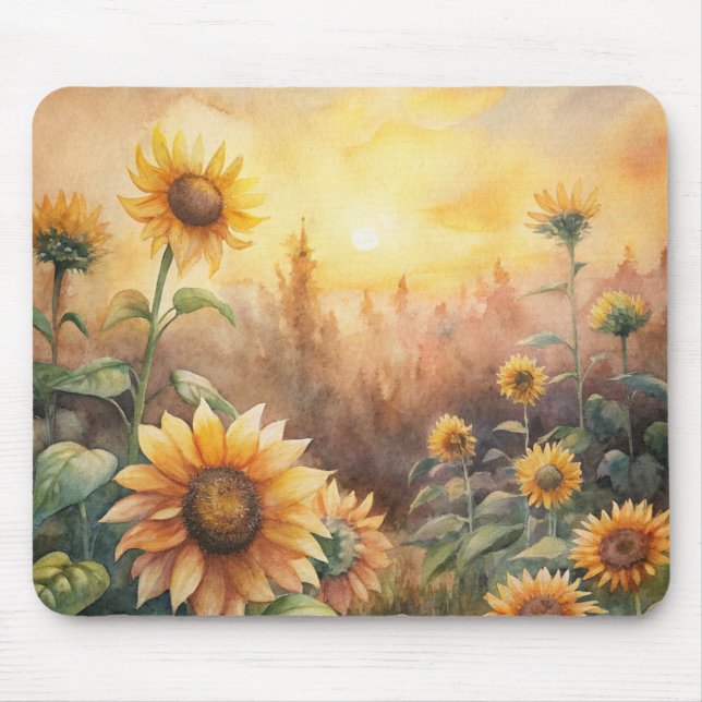 Sonnenblumen auf einer Wiese Mousepad (Vorne)