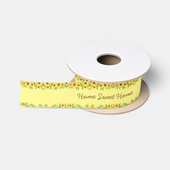 Sonnenblumen auf gelbem Hintergrund 1.5" - Benutze Satinband (Spule)