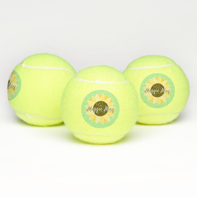 Sonnenblumen auf grünen Tennisbällen Tennisbälle (Multi)