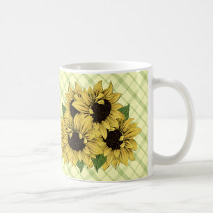 Sonnenblumen auf karierten Tassen-Schalen Kaffeetasse