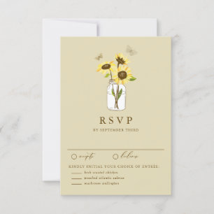 Sonnenblumen auf Mason-Glas Hochzeits-RSVP-Karte RSVP Karte