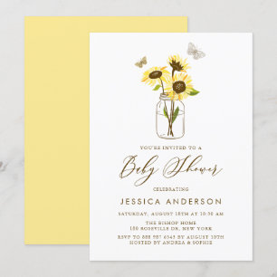 Sonnenblumen auf Mason Jar Sommer-Baby-Party II Einladung