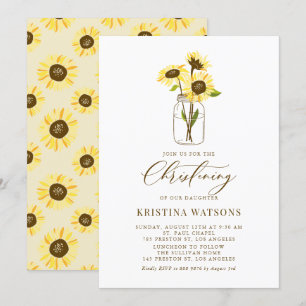 Sonnenblumen auf Mason Jar Sommer Christening Einladung