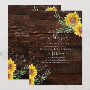 Sonnenblumen auf rustikaler Holzhochzeit