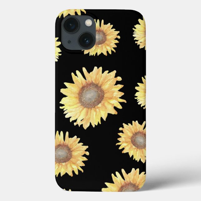 Sonnenblumen auf Schwarz Case-Mate iPhone Hülle (Rückseite)