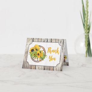 Sonnenblumen auf Wagenrad-Junggesellinnen-Abschied Dankeskarte