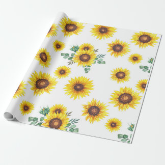 Sonnenblumen auf weißem Grund Geschenkpapier