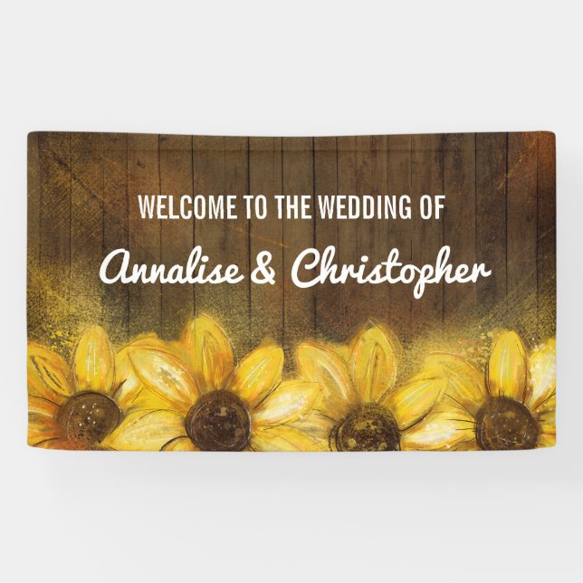 Sonnenblumen auf Willkommen des Holz-| zur Banner (Horizontal)
