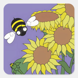 Sonnenblumen-Aufkleber Quadratischer Aufkleber