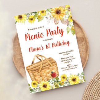 Sonnenblumen aus dem Picnic-Party Sommergeburt Einladung