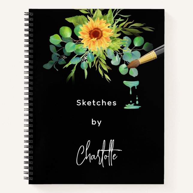 Sonnenblumen aus dem Sketchbuch, eukalyptus, schwa Notizbuch (Vorderseite)