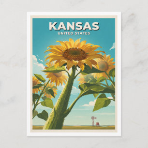 Sonnenblumen aus Kansas unterhalb von Great Bend Postkarte
