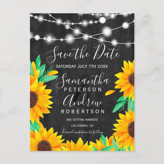 Sonnenblumen aus Schwarzkreide Ankündigungspostkarte (Vorderseite)