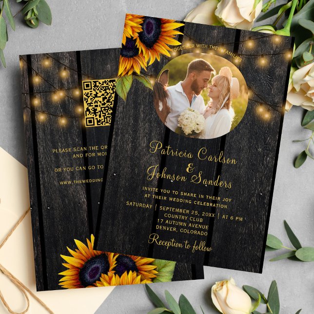 Sonnenblumen aus Stall Foto UAWG in einer Hochzeit Einladung (Von Creator hochgeladen)