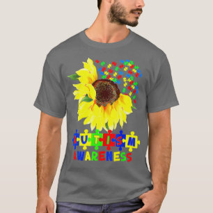Sonnenblumen Autismus Puzzle Piece Cooles Bewussts T-Shirt