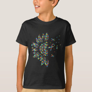 Sonnenblumen Autismus Puzzle Piece Ribbon Coole Au T-Shirt