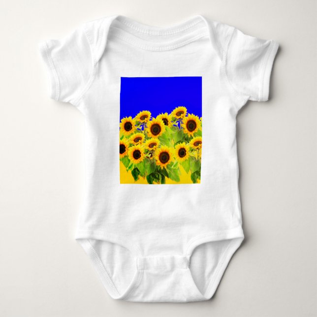 Sonnenblumen Baby Bodysuit Ukraine Flaggenfarben Baby Strampler (Vorderseite)