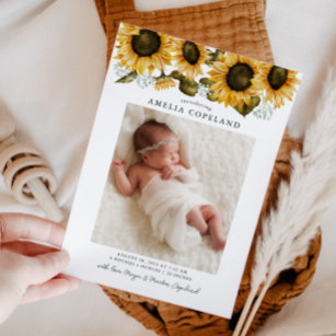 Sonnenblumen Baby Foto Geburtserklärung Ankündigung