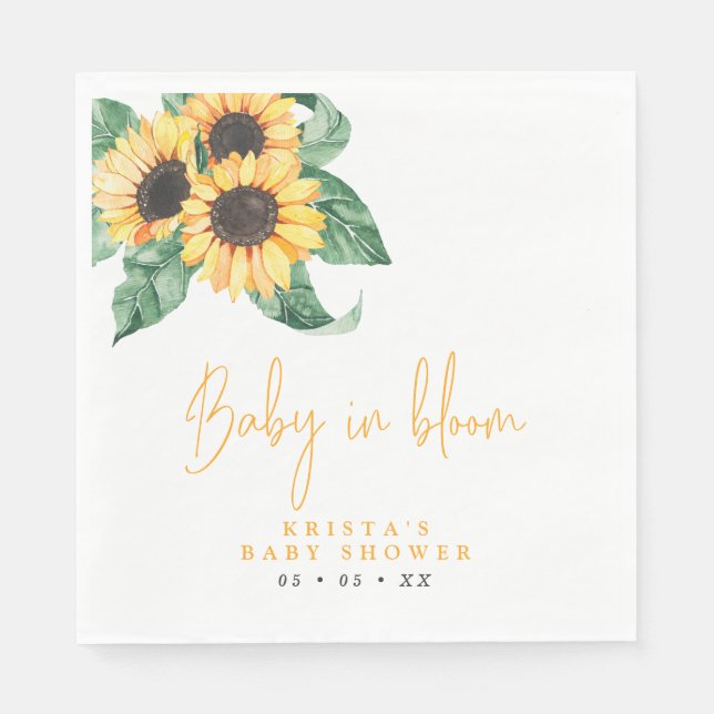 Sonnenblumen Baby in Bloom Baby Dusche Serviette (Vorderseite)